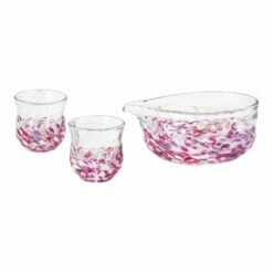 ADERIA Tsugaru Vidro Soda-Lime Glass Flower Paint Sakeware Set
