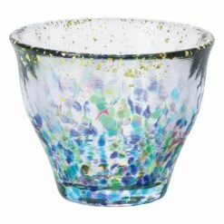 ADERIA Tsugaru Vidro Soda-Lime Glass Gold Leaf Paint Guinomi Sake Cup