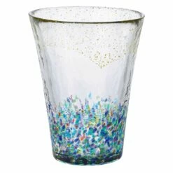 ADERIA Tsugaru Vidro Soda-Lime Glass Gold Leaf Paint Pair Sake Cups