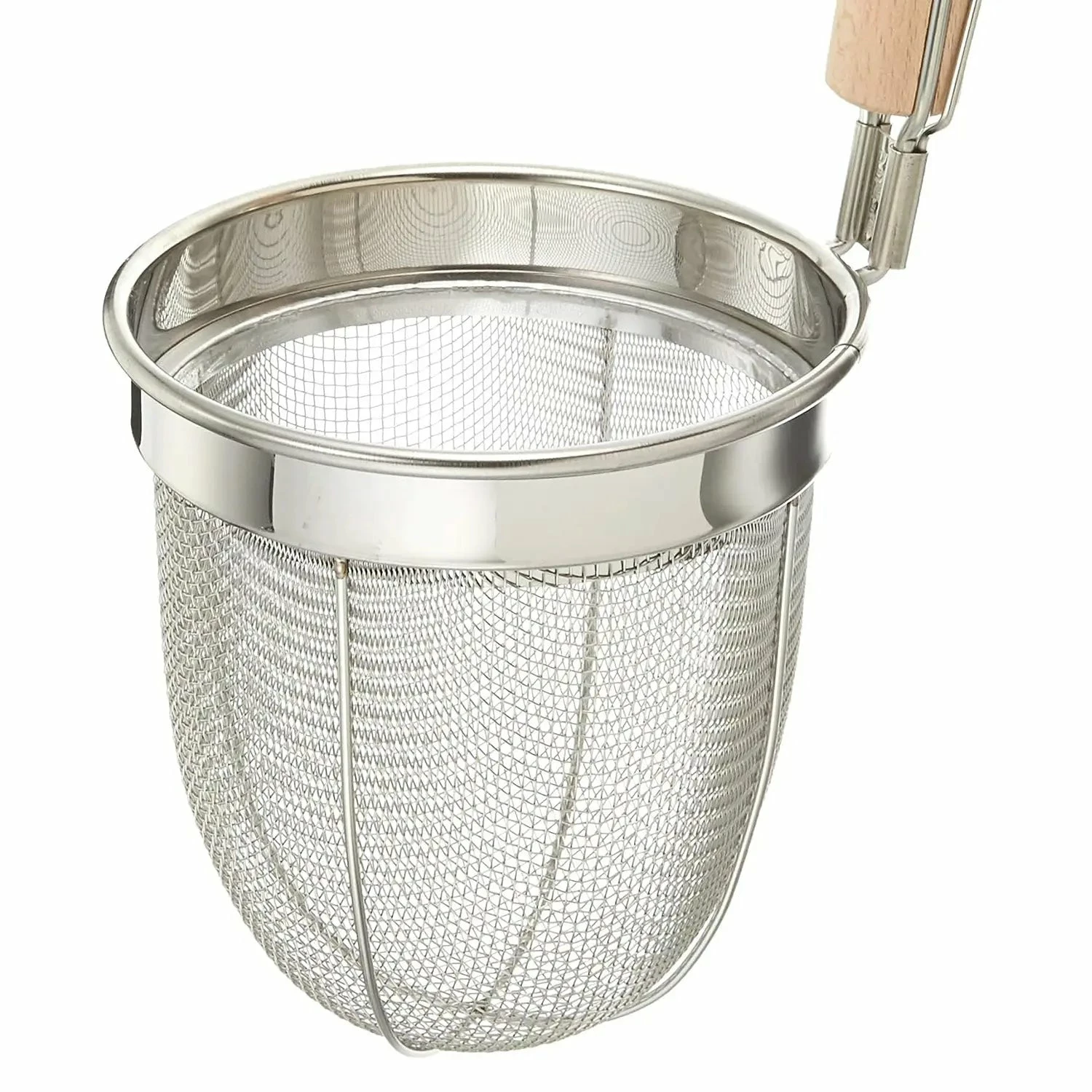 Fujiboshi Stainless Steel Udon Tebo Noodle Strainer Round Base With Wooden Handle 2 Fujiboshi Stainless Steel Udon Tebo Noodle Strainer Round Base With Wooden Handle - Image 2