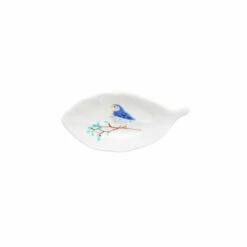 HAREKUTANI Porcelain Bird Leaf Small Plate Chopstick Rest