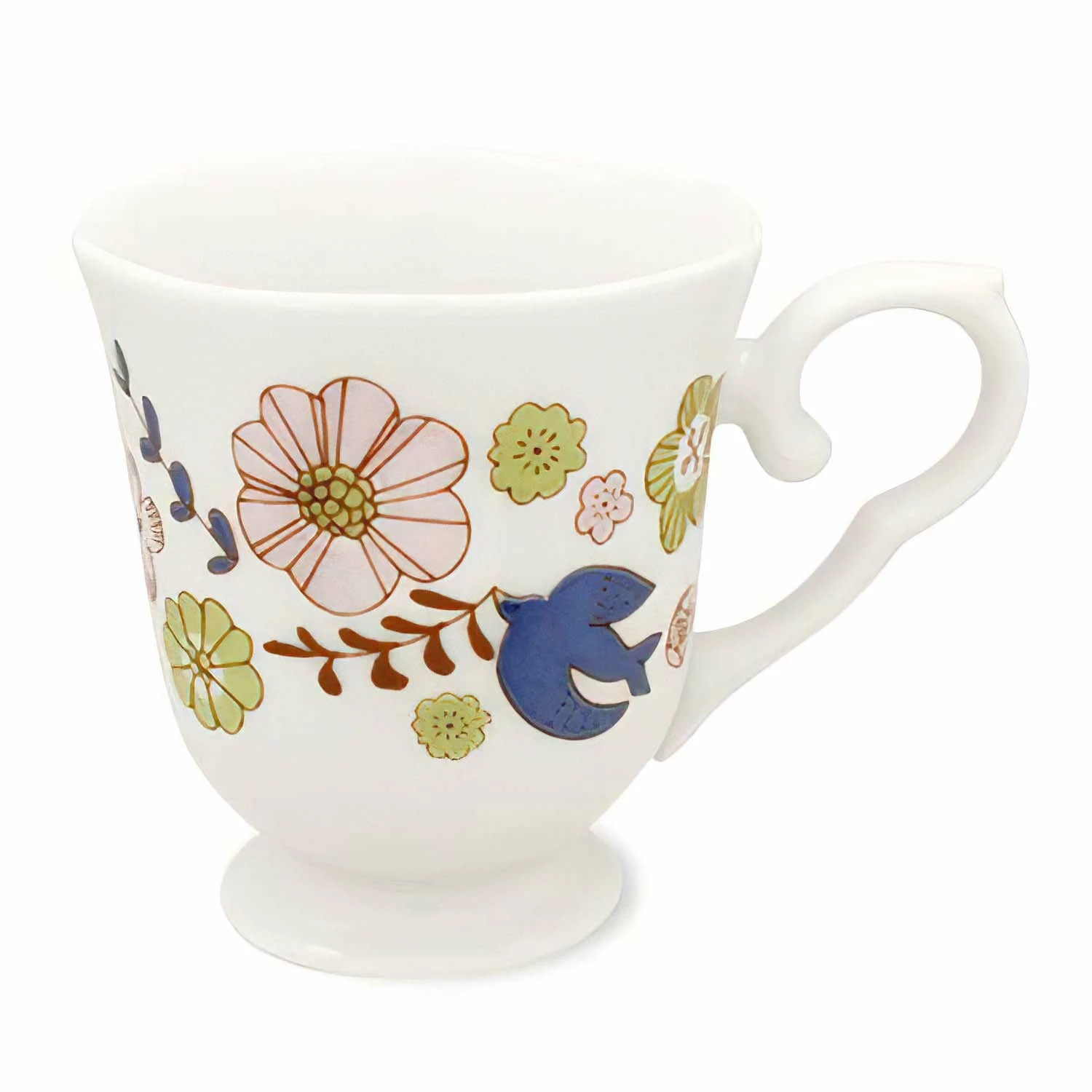 HAREKUTANI Porcelain Flower Bird Mug 1 HAREKUTANI Porcelain Flower Bird Mug