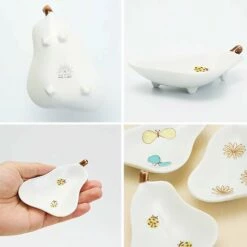 HAREKUTANI Porcelain Pear Plate With Flower -Global Kitchen Japan Shop HAREKUTANIPorcelainPearPlatewithFlower 3