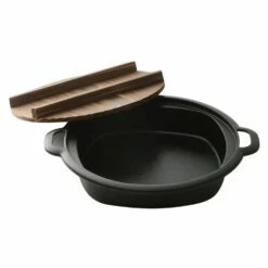 Iwachu Nambu Cast Iron Sukiyaki & Gyoza Pan With Wooden Lid