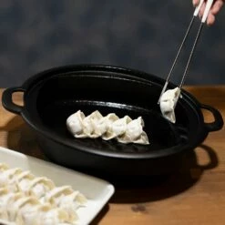 Iwachu Nambu Cast Iron Sukiyaki & Gyoza Pan With Wooden Lid -Global Kitchen Japan Shop IwachuNambuCastIronSukiyaki GyozaPanwithWoodenLid 8