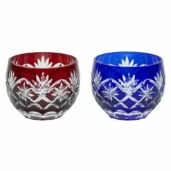 KIMOTO GLASS TOKYO Edo Kiriko Pair Sake Cup Hoshikenbishi
