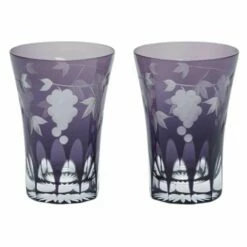 KIMOTO GLASS TOKYO Edo Kiriko Pair Tumbler Grapes