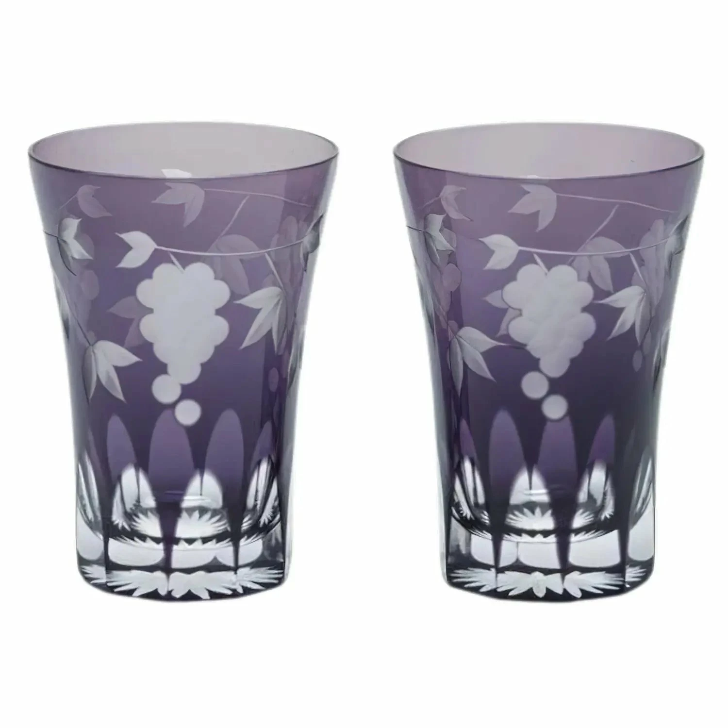 KIMOTO GLASS TOKYO Edo Kiriko Pair Tumbler Grapes 1 KIMOTO GLASS TOKYO Edo Kiriko Pair Tumbler Grapes