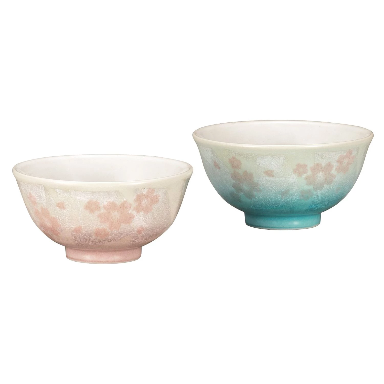Kutani Ware Porcelain Paired Sakura Rice Bowls Gindami 1 Kutani Ware Porcelain Paired Sakura Rice Bowls Gindami