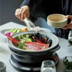 M.STYLE Karl Ceramic Induction Donabe Casserole And Steamer Insert -Global Kitchen Japan Shop M.STYLEKarlCeramicInductionDonabeCasseroleandSteamerInsertKAL0208BE KAL0218BE 7