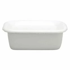 Noda Horo White Series Enamel Rectangle Deep Food Containers With Enamel Lid