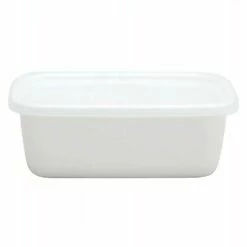 Noda Horo White Series Enamel Rectangle Deep Food Containers With Lid