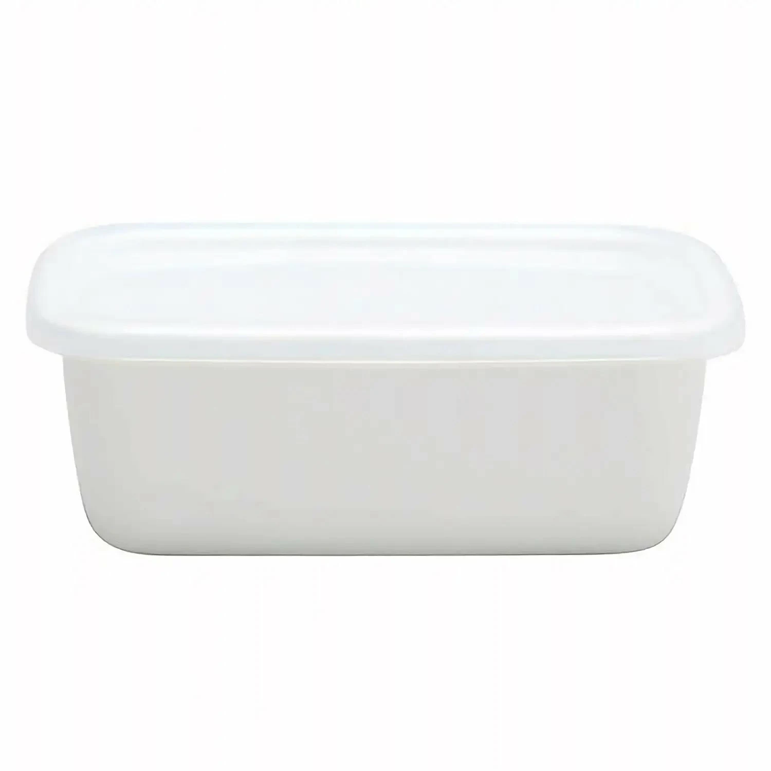 Noda Horo White Series Enamel Rectangle Deep Food Containers With Lid 1 Noda Horo White Series Enamel Rectangle Deep Food Containers With Lid