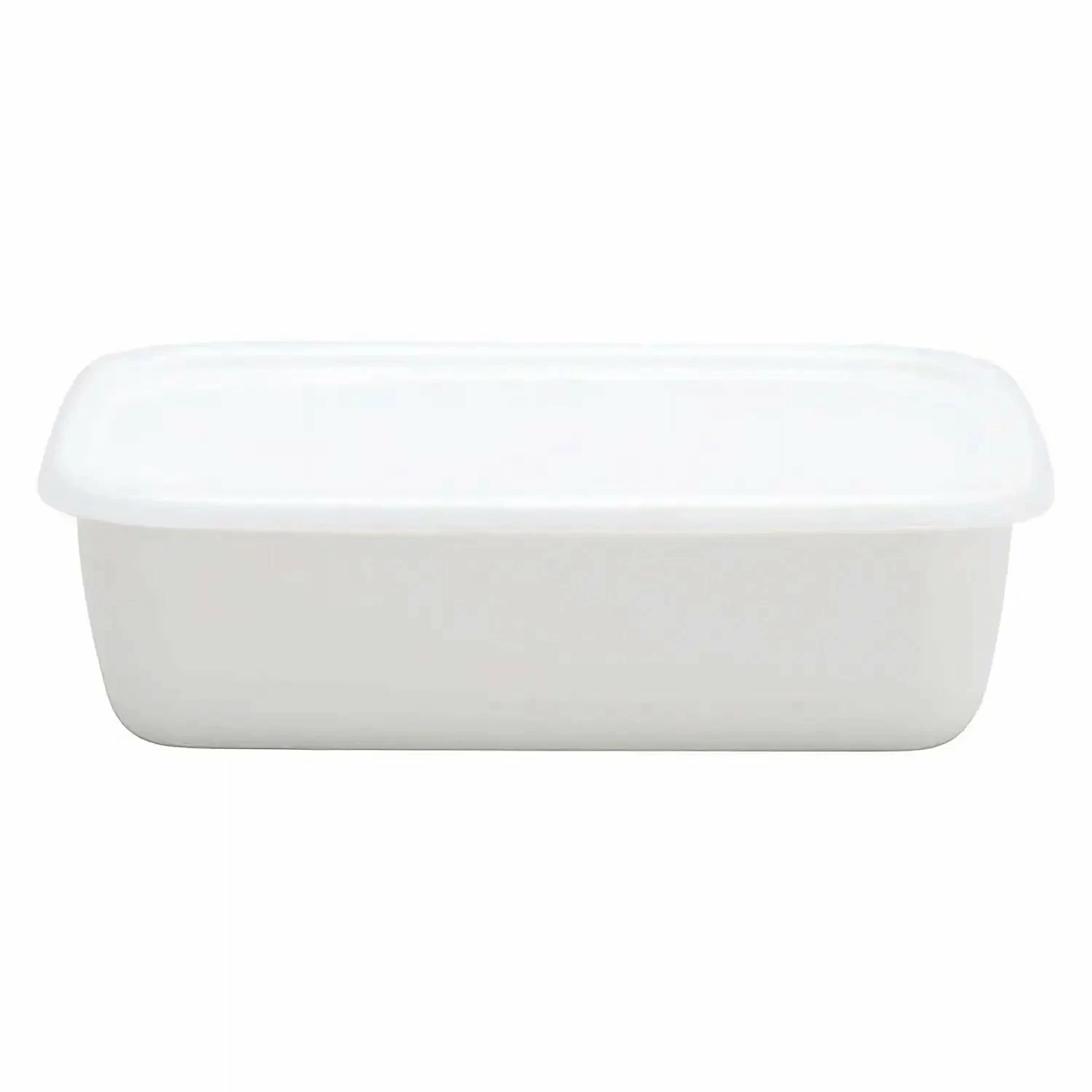 Noda Horo White Series Enamel Rectangle Deep Food Containers With Lid 2 Noda Horo White Series Enamel Rectangle Deep Food Containers With Lid - Image 2