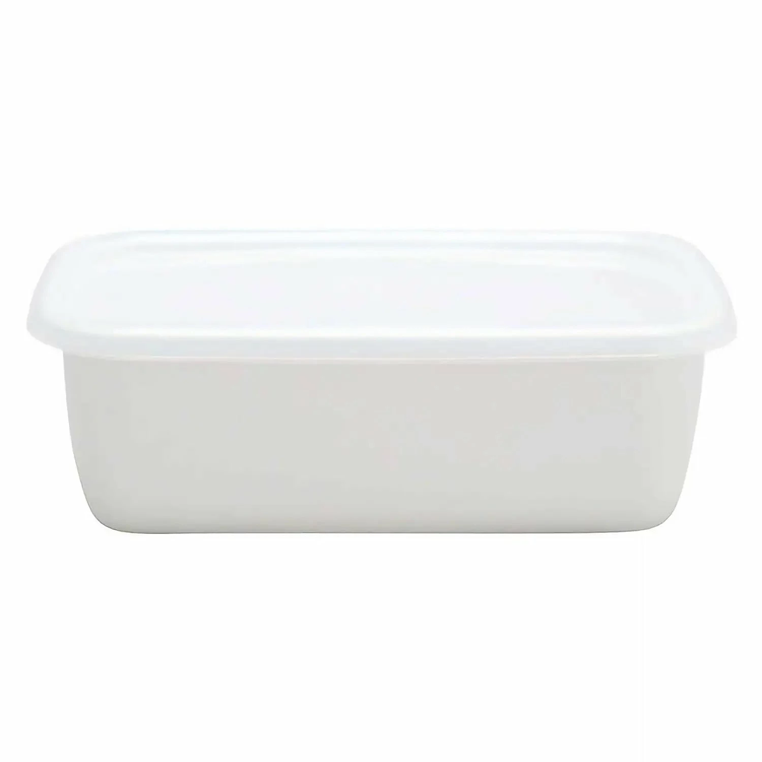Noda Horo White Series Enamel Rectangle Deep Food Containers With Lid 3 Noda Horo White Series Enamel Rectangle Deep Food Containers With Lid - Image 3