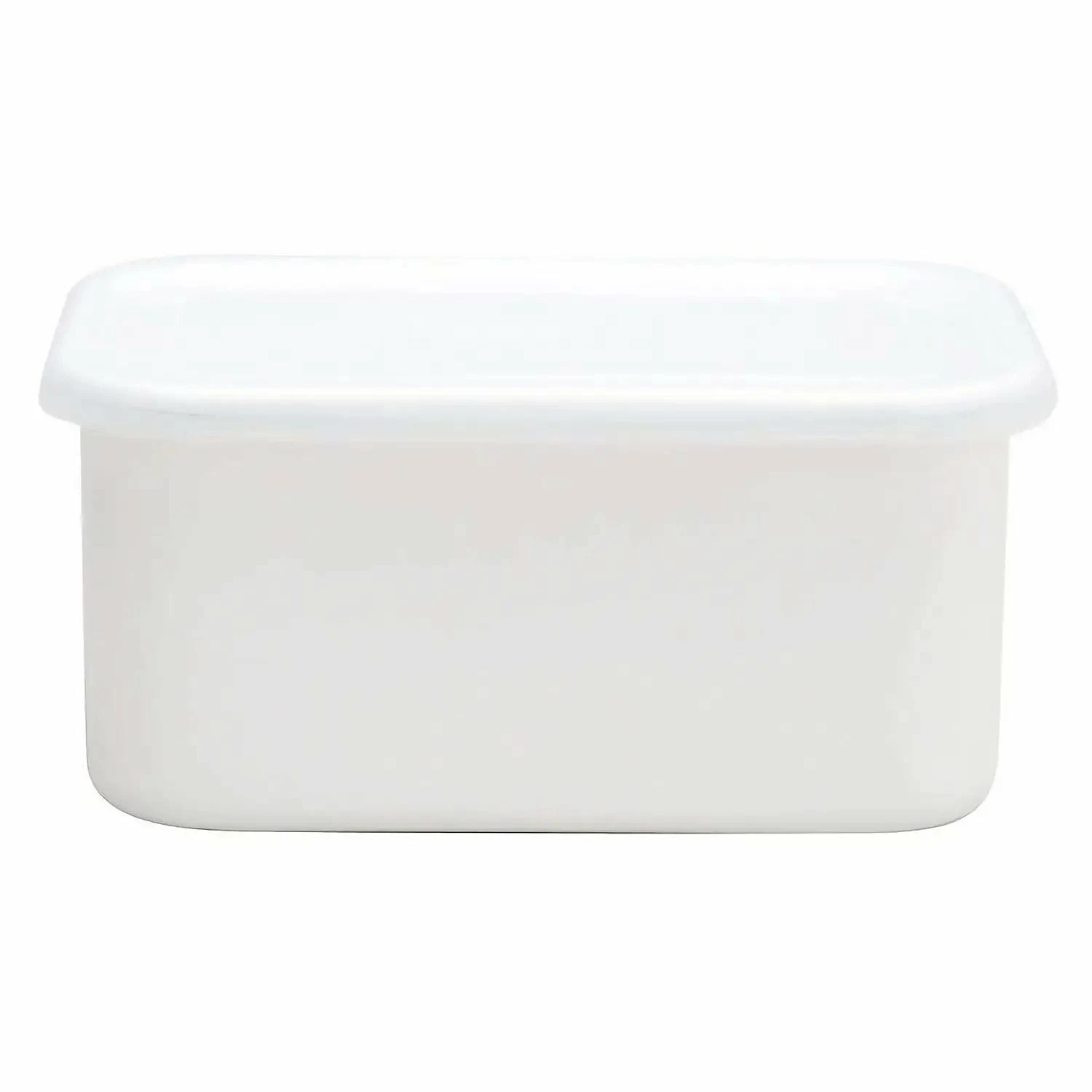Noda Horo White Series Enamel Rectangle Deep Food Containers With Lid 4 Noda Horo White Series Enamel Rectangle Deep Food Containers With Lid - Image 4