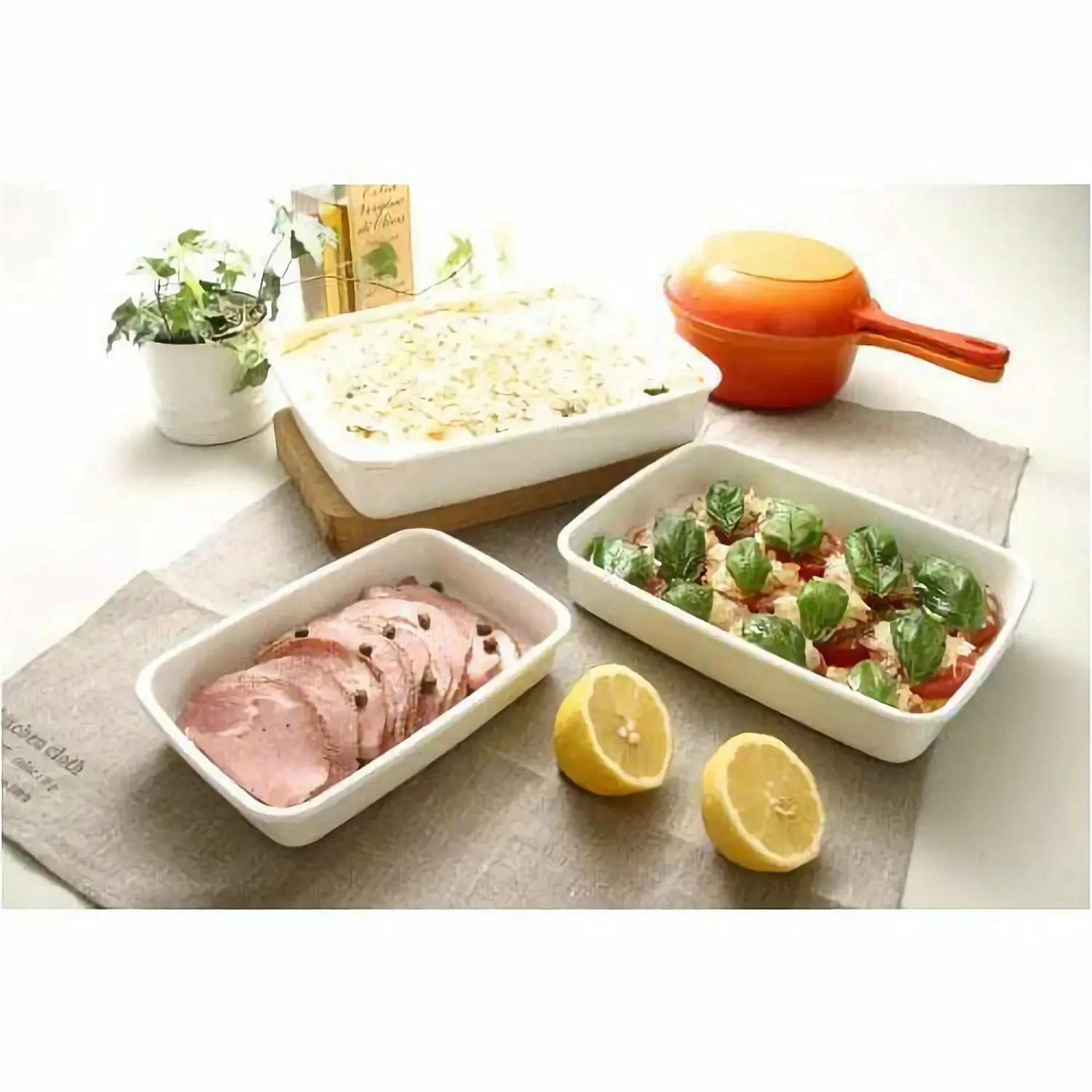 Noda Horo White Series Enamel Rectangle Shallow Food Containers With Lid 5 Noda Horo White Series Enamel Rectangle Shallow Food Containers With Lid - Image 5