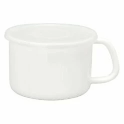 Noda Horo White Series Enamel Round Food Containers With Handle And Lid