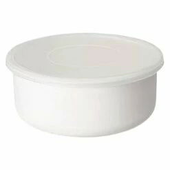 Noda Horo White Series Enamel Round Food Containers With Lid