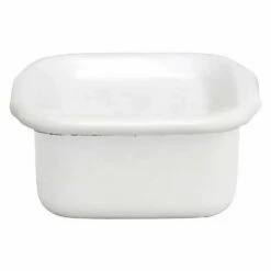 Noda Horo White Series Enamel Square Food Containers With Enamel Lid