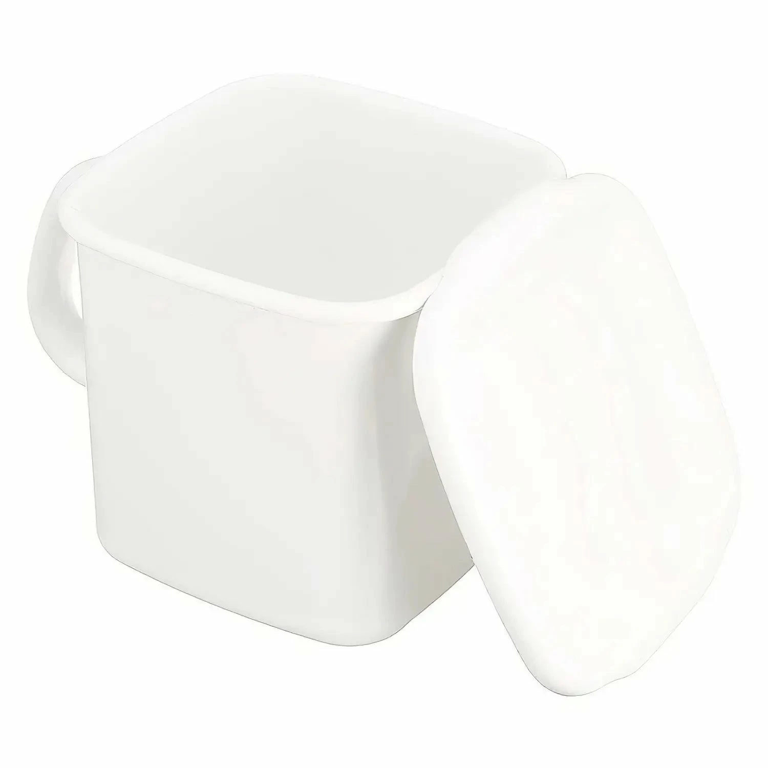 Noda Horo White Series Enamel Square Food Containers With Handle And Enamel Lid 1.2L 2 Noda Horo White Series Enamel Square Food Containers With Handle And Enamel Lid 1.2L - Image 2