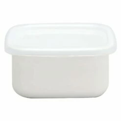 Noda Horo White Series Enamel Square Food Containers With Lid