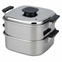 PEACH BRAND Stainless Steel Two-Tier Square Steamer