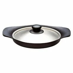 Sori Yanagi Cast Iron Induction Oil Pan Griddle 22cm With Stainless Steel Lid