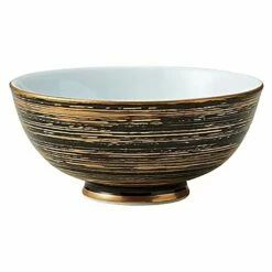TKG Mino Ware Porcelain Tempered Rice Bowl Kuromaki-kinuzu 11.5cm