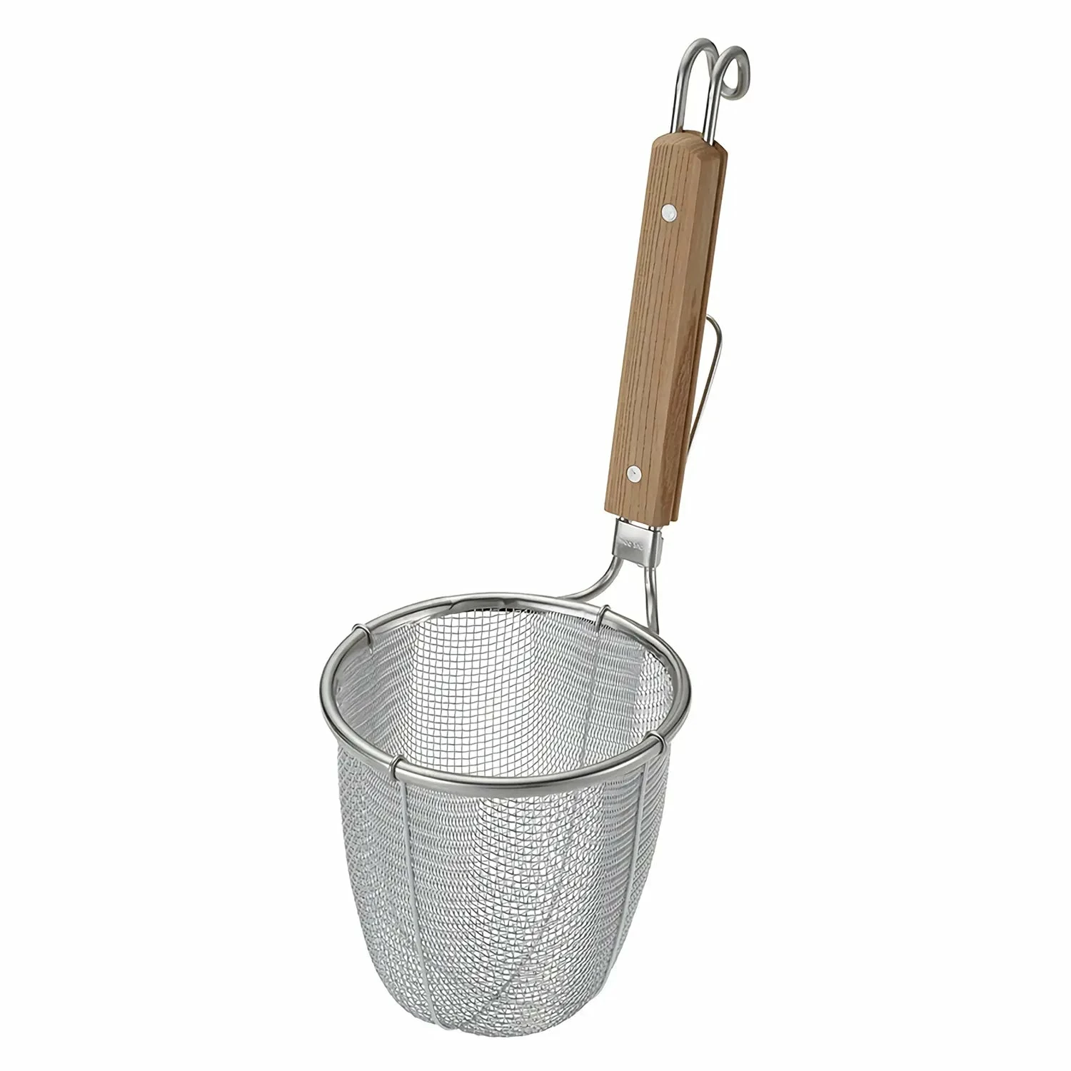 Three Snow Stainless Steel Tebo Noodle Strainer Round Base With Wooden Handle 1 Three Snow Stainless Steel Tebo Noodle Strainer Round Base With Wooden Handle