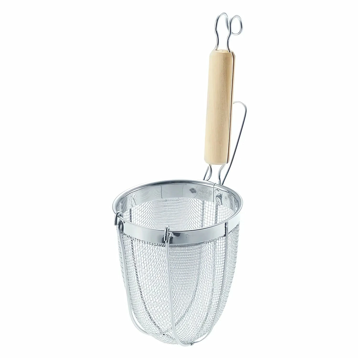Three Snow Stainless Steel Udon Tebo Noodle Strainer Round Base With Wooden Handle 1 Three Snow Stainless Steel Udon Tebo Noodle Strainer Round Base With Wooden Handle