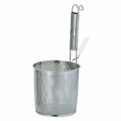 YUKIWA Eco Clean Stainless Steel Perforated Tebo Noodle Strainer Flat Base With Metal Handle