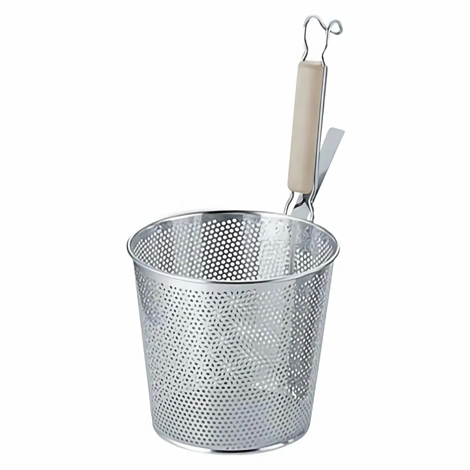 YUKIWA Stainless Steel Perforated Udon Tebo Noodle Strainer Flat Base With Wooden Handle 1 YUKIWA Stainless Steel Perforated Udon Tebo Noodle Strainer Flat Base With Wooden Handle