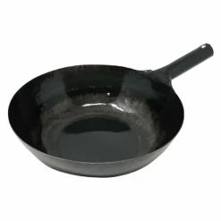 Global Kitchen Japan Shop 21 Yamada Hammered Iron Flat Bottom Wok (1.6mm Thickness)