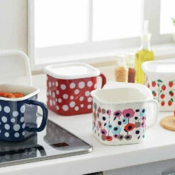 Yutaka Horo Enameled Multi Square Pot Fluffy Flower -Global Kitchen Japan Shop YutakaHoroEnameledMultiSquarePot 2