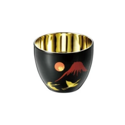 Asahi Shi-moa Maki-e Akafuji-ni-Tsuru Double-Wall Sake Cup 58ml