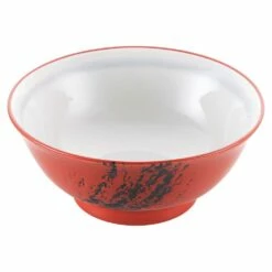 EBM Porcelain Red Glazed Ramen Noodle Soup Bowl