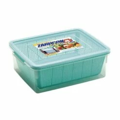 TAKEYA Zarucon Square Plastic Mesh Bowl With Lid