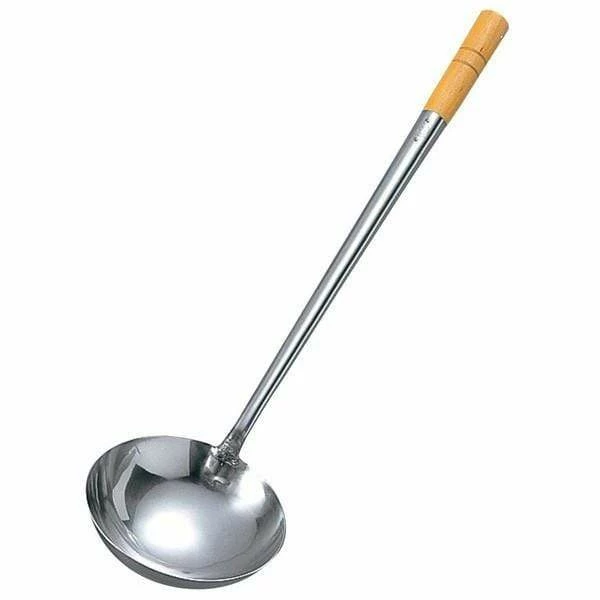 Yamagi Stainless Steel Wok Ladle (Hoak) With Wood Handle 1 Yamagi Stainless Steel Wok Ladle (Hoak) With Wood Handle